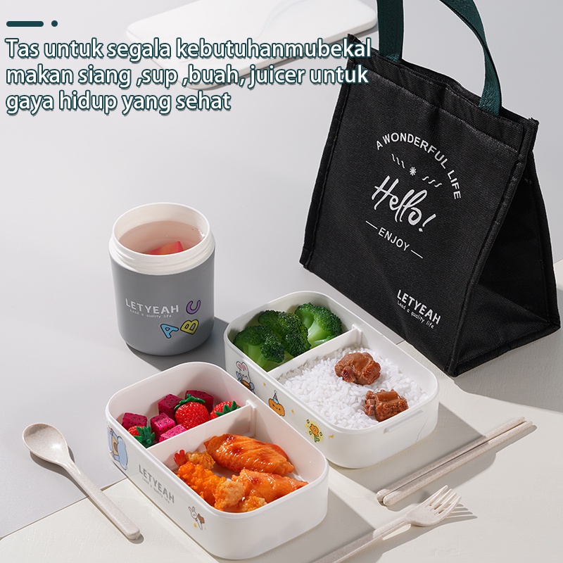 Letyeah &amp; Kaizenliving Tas Bekal Travel Sekolah Anak Lunch Bag Tas Bekal Jumbo Dewasa Tas Isolasi Makanan Anti Air