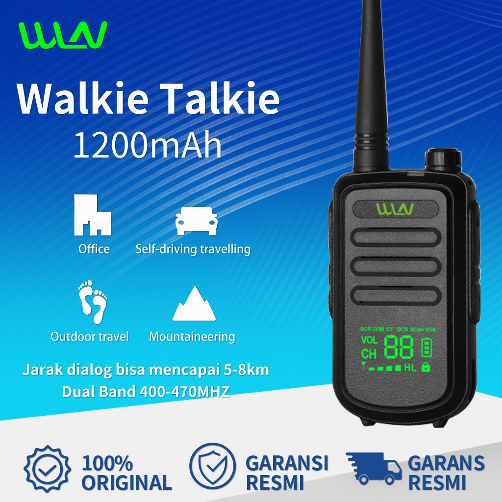 WLN Walkie talkie HT Two-Way Radio Layar LED KD - C100U ( isi 1 pcs ) - Antena Sedang-Batrai 1500 mA