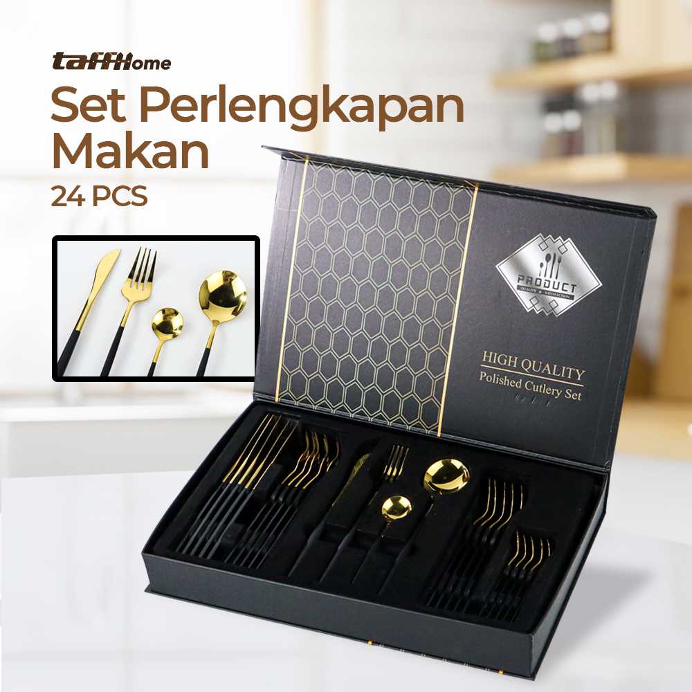 TaffHOME Cutlery Set Perlengkapan Makan Sendok Garpu Pisau 24 PCS - TW873