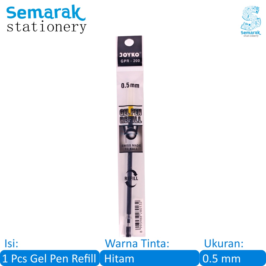 

Isi Pulpen Jel JK-100 Joyko GPR-200 Gel Pen Refill 0.5 - Hitam [1 Pcs]