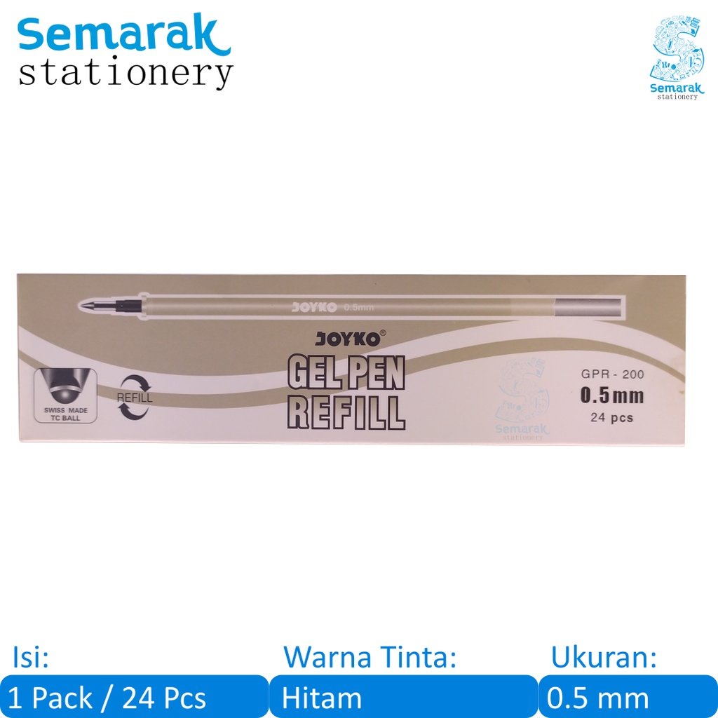 

Isi Pulpen Jel JK-100 Joyko GPR-200 Gel Pen Refill 0.5 - Hitam [1 Pack / 24 Pcs]