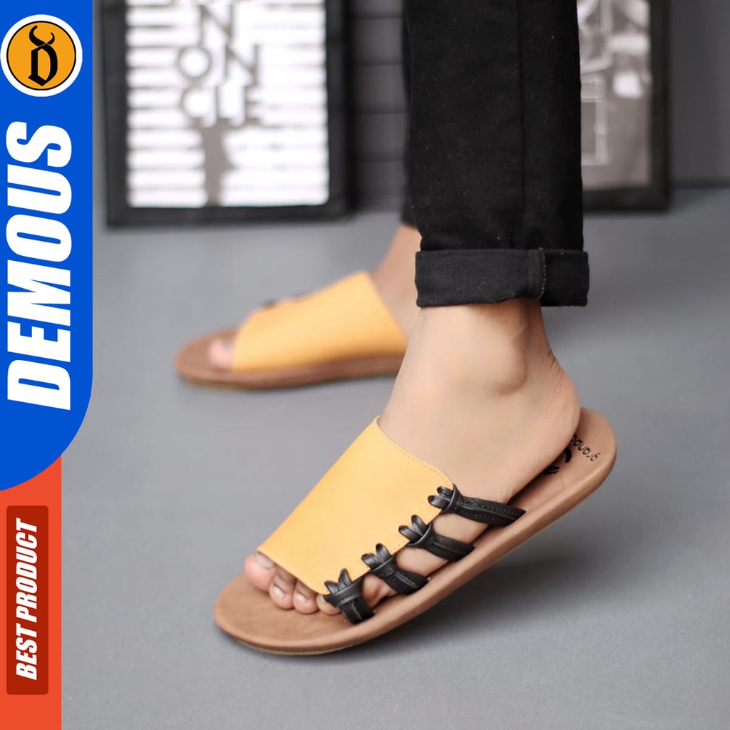 DEMOUS Huskar - Sandal Kulit Pria Slop Casual