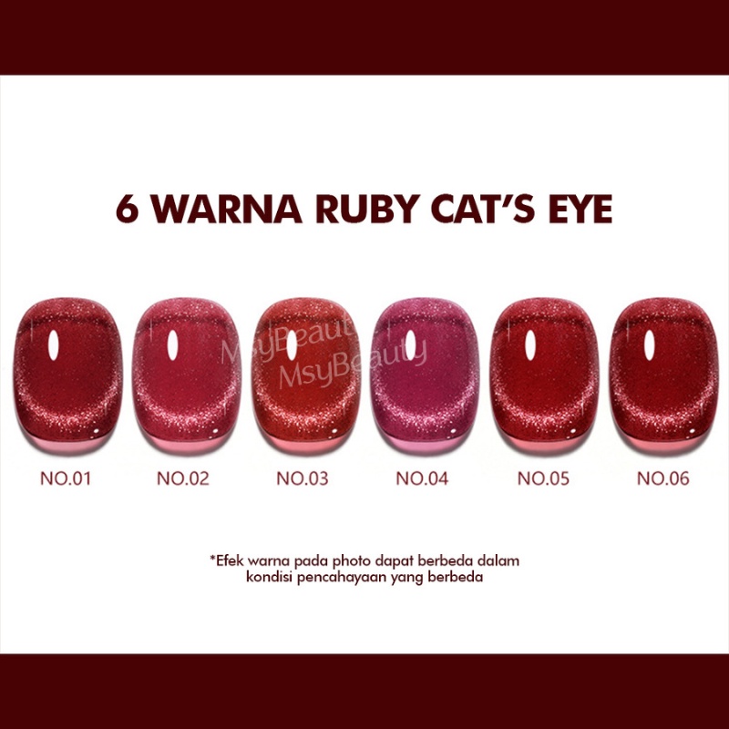 MSY KUTEK GEL RUBY RED CAT EYE/NAIL GEL POLISH UV LED 10ML/SOAK OFF/CAT EYE NAIL ART