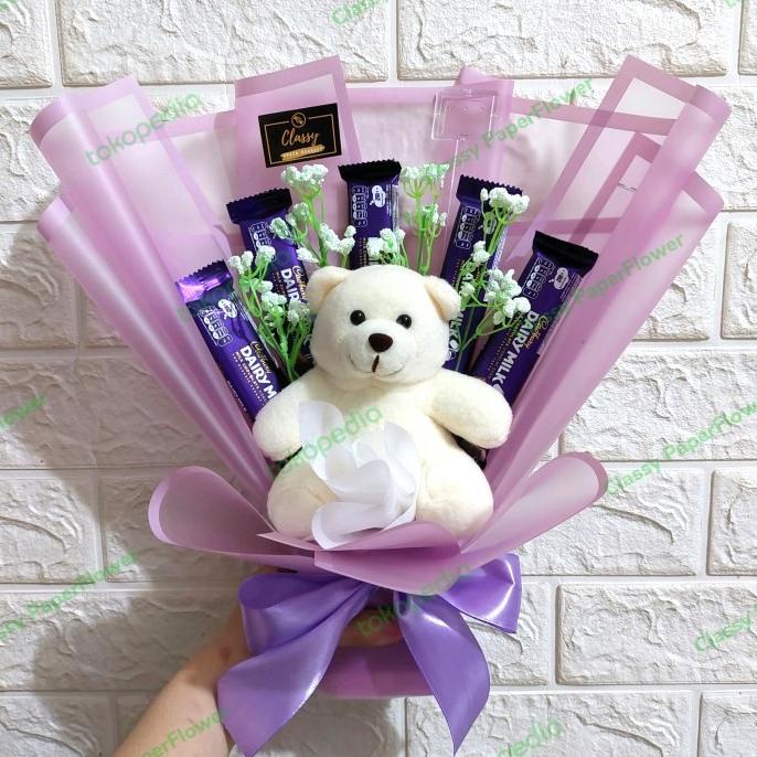 Snack Bouquet Buket Bucket Coklat Cadbury dan Boneka Teddy Bear /