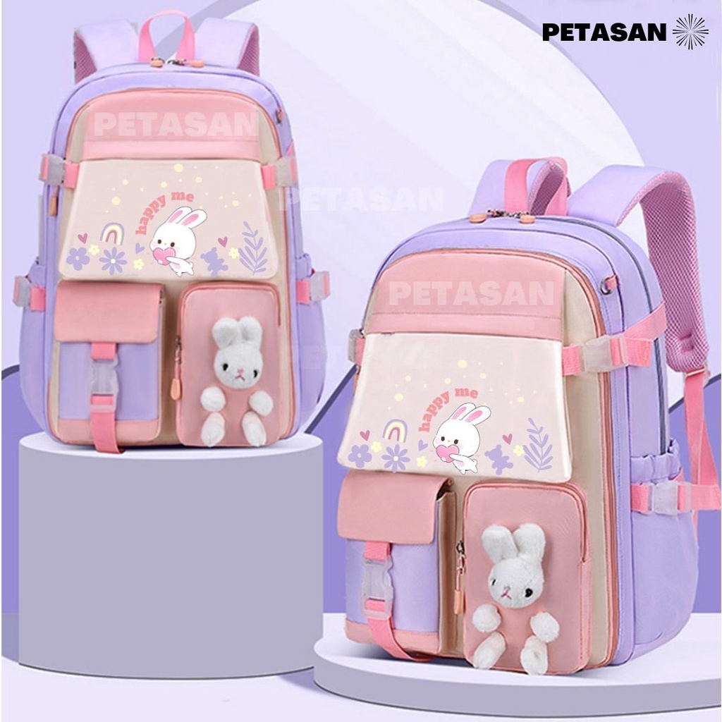 PTS - Tas Ransel Anak Sekolah - Tas Anak Ransel Sekolah SD ABG Korea rabbit BONEKA  - TAS BONEKA HAPPY ME