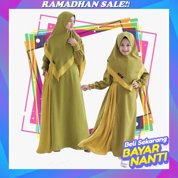 Hawa Couple Syari Ibu Dan Anak Kids Original By Alifa - Termasuk Kerudung Jilbab Gamis Baju Muslim A