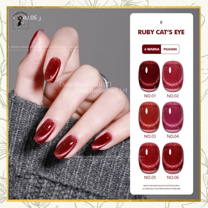 [ COD ] KUTEK GEL RUBY RED CAT EYE/NAIL GEL POLISH UV LED 10ML/SOAK OFF/CAT EYE NAIL ART