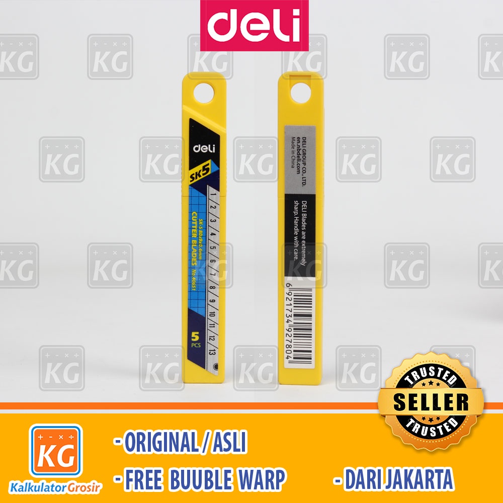 Cutter DELI Kecil 4 warna SK5 - E2025 Isi Cutter ISI CUTTER KECIL DELI SK-5 30 DERAJAT REFILL PISAU CUTTER A-100 ISI 10 MATA PISAU KECIL si Pisau Cutter DELI Runcing (30 derajat) SK5