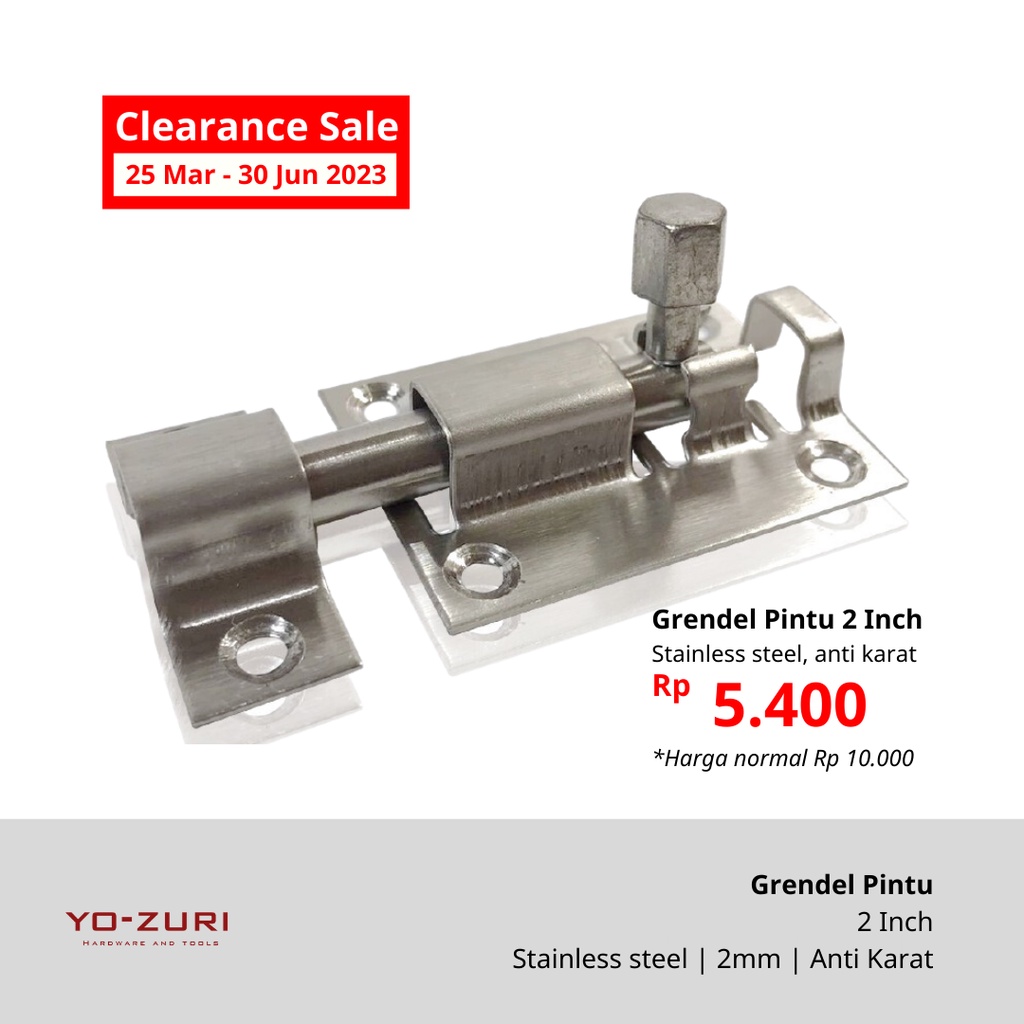 Grendel Kunci Pintu 2 Inch Stainless Stell YOZURI