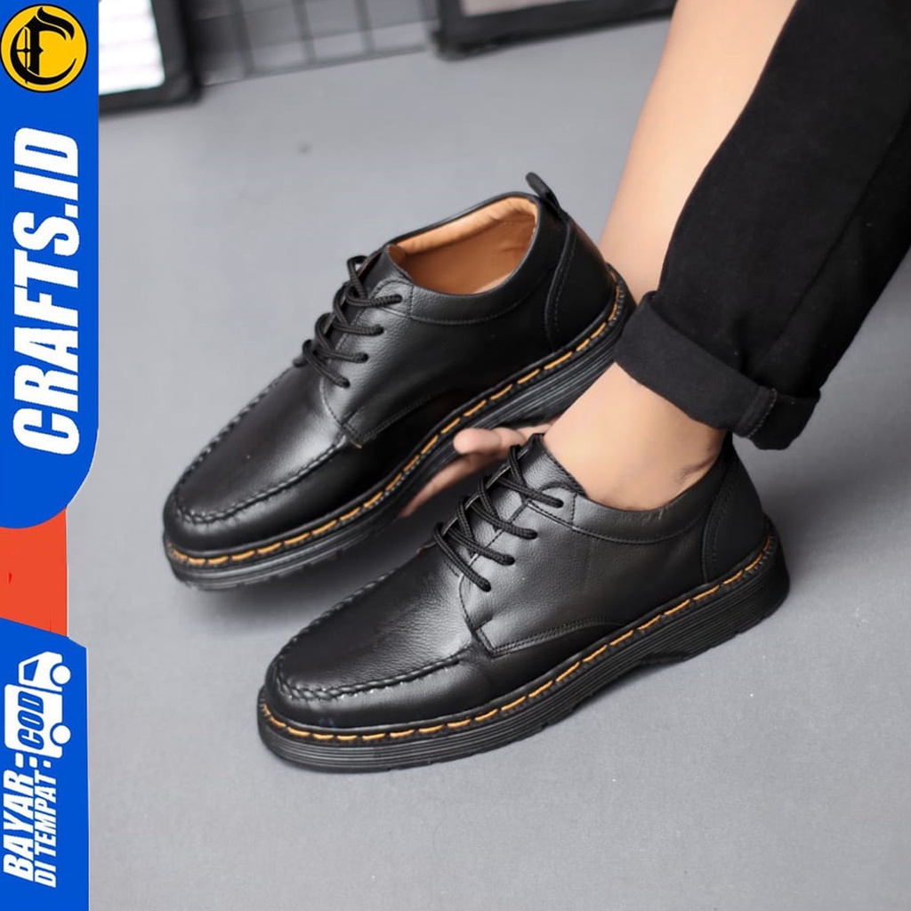 Sepatu Formal Pantofel Low Boots Docmart Kerja Pria Kulit Asli Crafts Abbandon