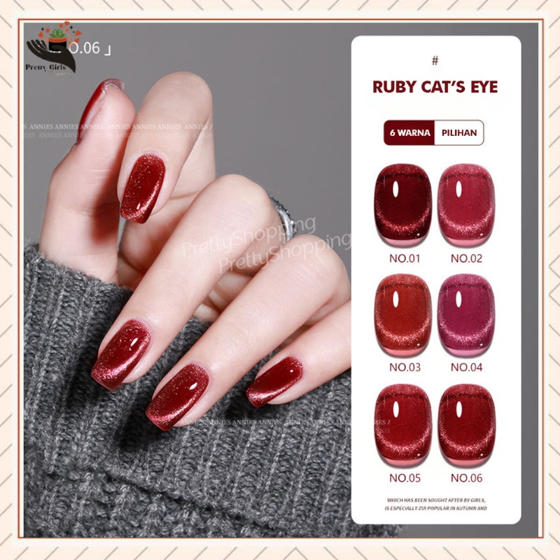 Pretty KUTEK GEL RUBY RED CAT EYE/NAIL GEL POLISH UV LED 10ML/SOAK OFF/CAT EYE NAIL ART