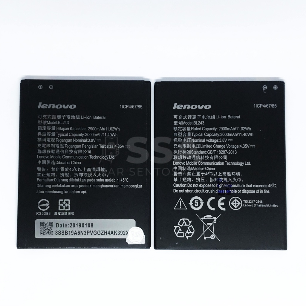 Baterai Original 100% Lenovo BL243 A7000 A7000+ A7700 A7700+ K3 NOTE K50 T5 A7000 PLUS A7700 PLUS Original 100%