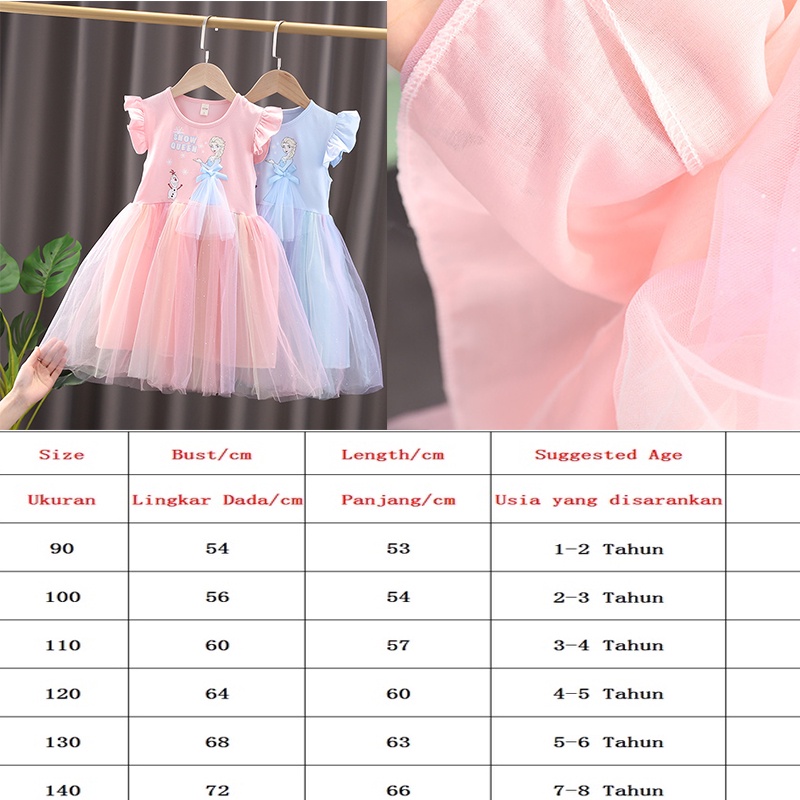 1-8Thn Cantik Frozen Baby Princess Party Dress Elsa Gaun Anak Perempuan