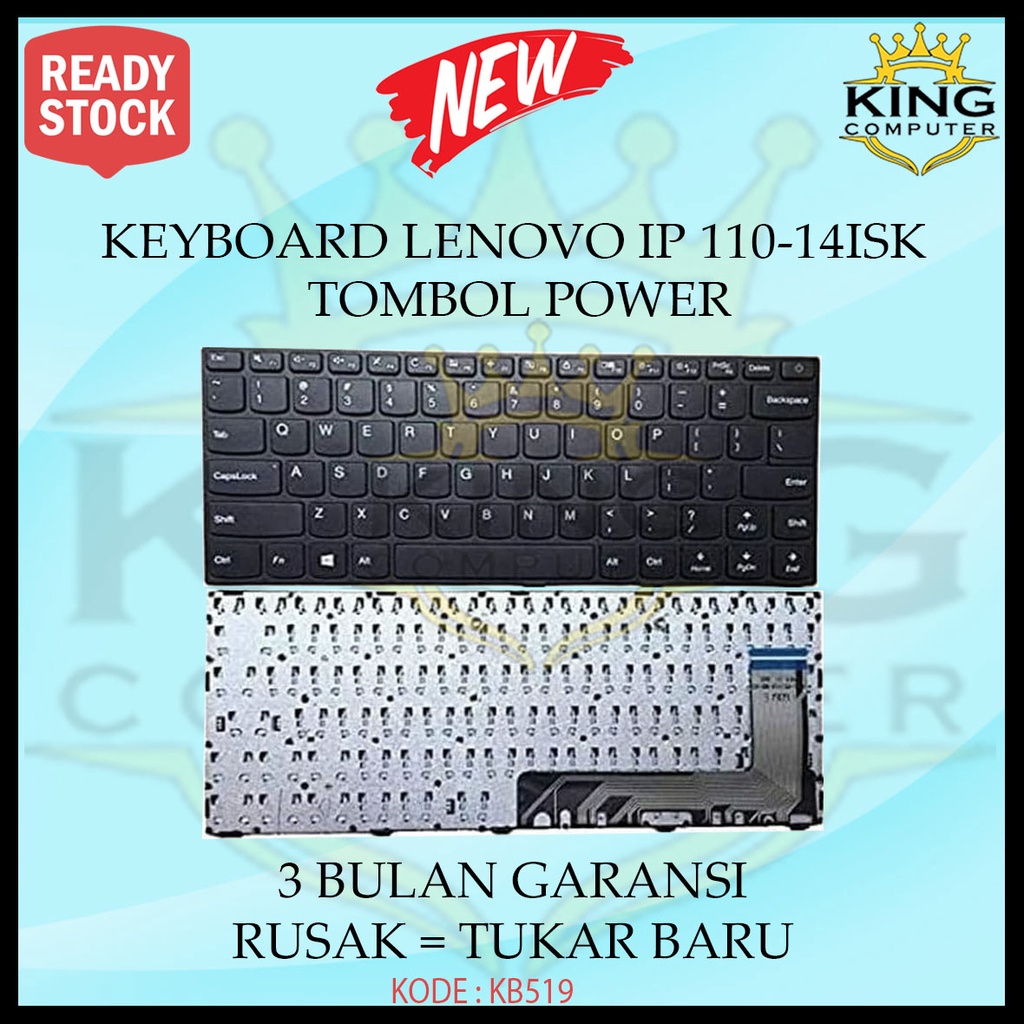 Keyboard Laptop Lenovo IP 110-14 ISK Series Hitam