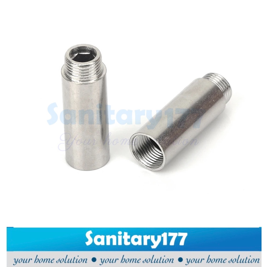 Sok Kran Stainless 7 Cm 1/2 Inch 8 cm -Sokran Fitting sambungan 7cm 8cm pipa pralon nepel stenlis nipple sock keran pipe naple /X50