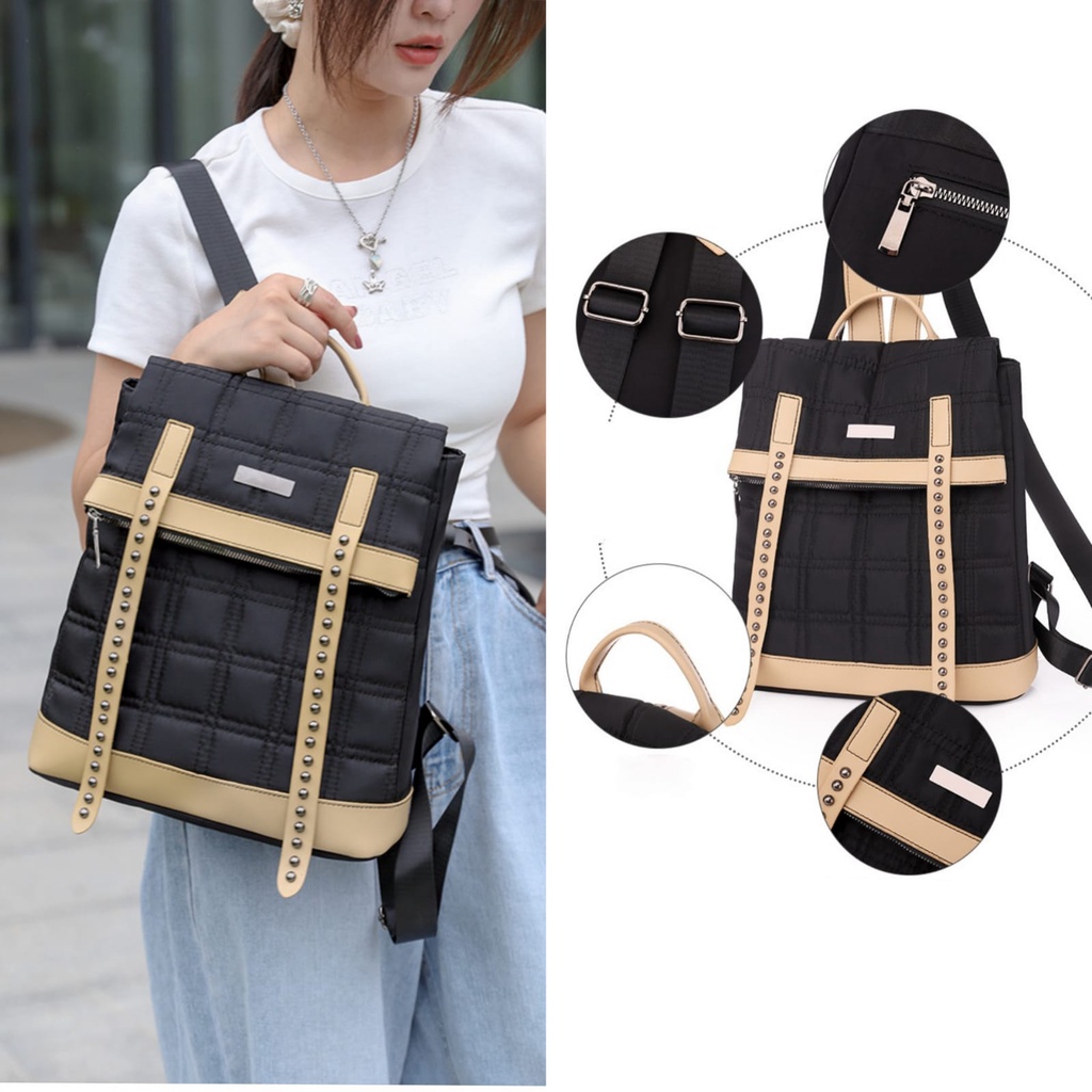 TAS RANSEL WANITA ANTI AIR BACKPACK KOREA HITAM OKAYAMA TA766B5 IMPORT GENDONG SEKOLAH KULIAH KERJA PUNGGUNG MURAH FASHION REMAJA CEWEK KEKINIAN PREMIUM BATAM