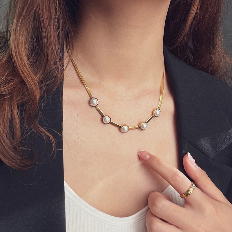 Kalung gepeng lima batu titanium anti karat harga grosir bisa cod