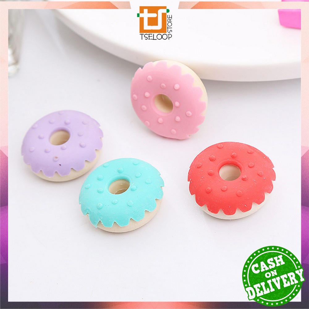 OFM-A53 Penghapus Pensil Set 4IN1 Motif Lolipop / Alat Tulis Penghapus Lucu Isi 4pcs Karakter Donat Eraser Ice Cream Import