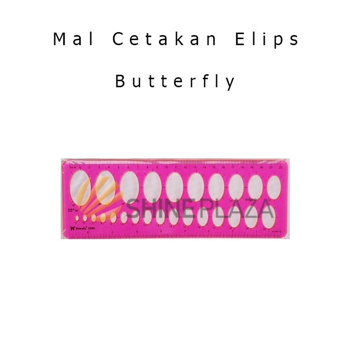 

Mal Cetakan Elips Butterfly BT-2080 - Penggaris Teknik Oval Template Mall Sablon