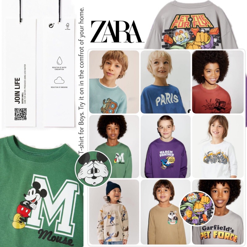 Zara T-shirts (unisex) / kaos anak zara / zara boys t-shirt / kaos anak mickey