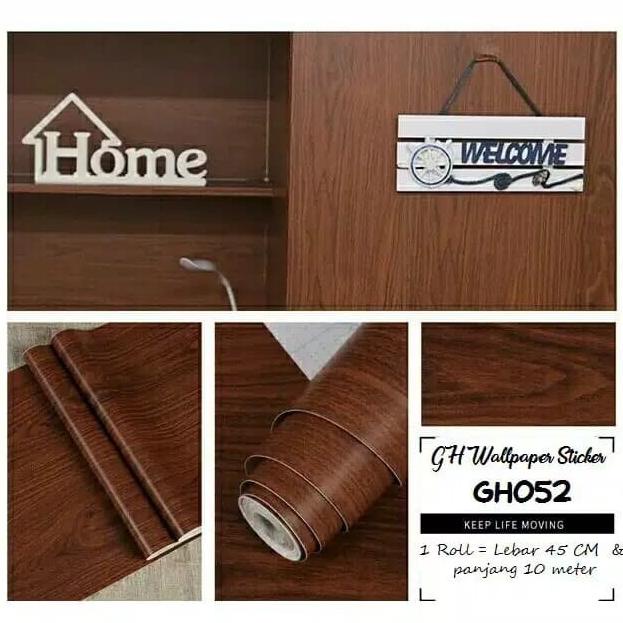 """] WALLPAPER STICKER 45CM X10M wallpaper kayu coklat tua gh