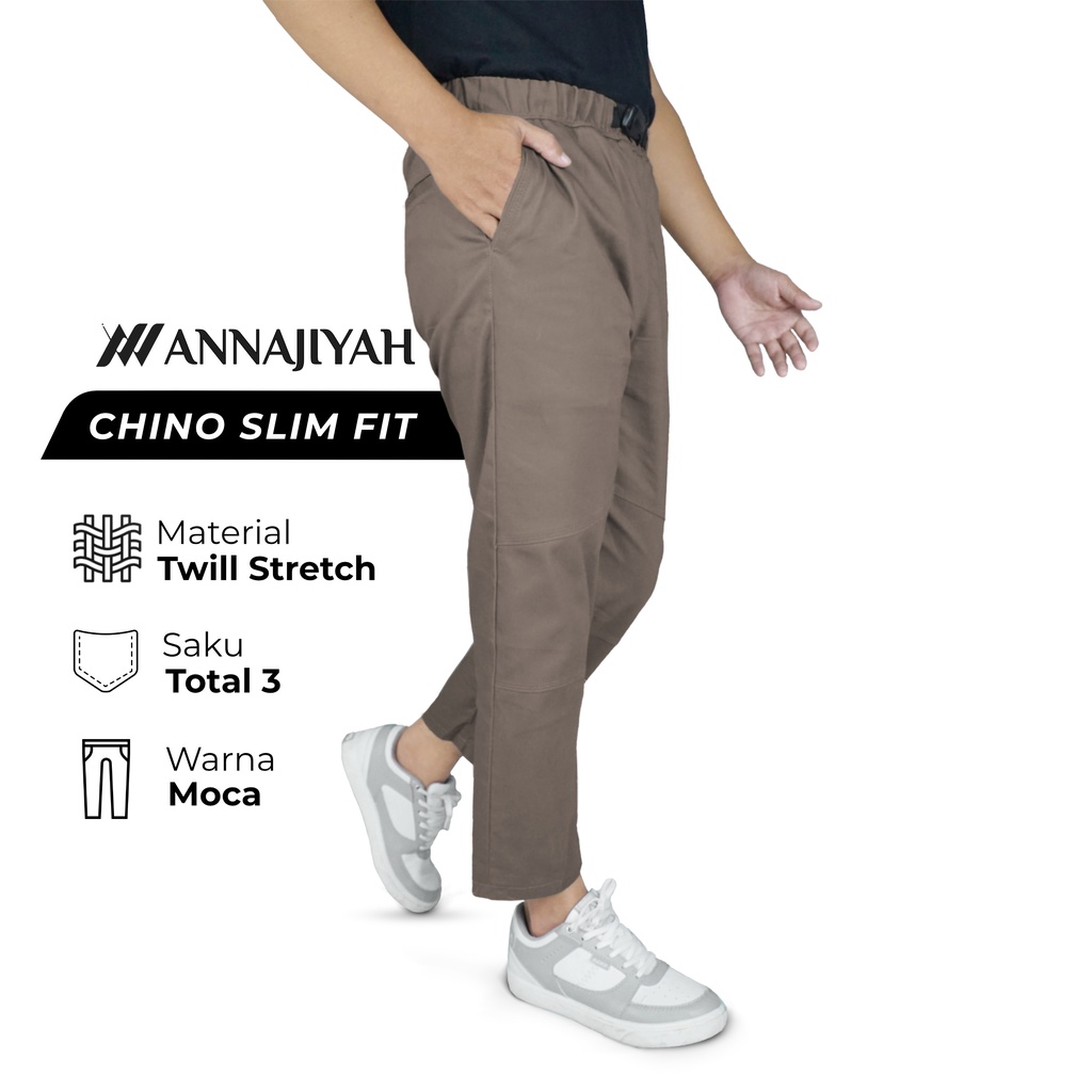 Celana Sirwal Chino Slim Fit Pria Dewasa Bahan Twill Stretch Annajiyah Chinos Panjang