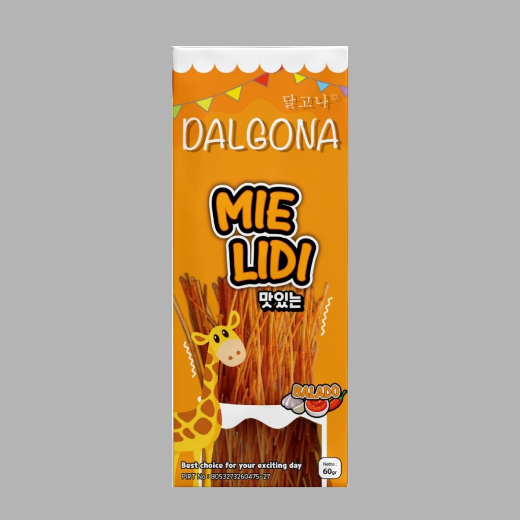 Dalgona Snack Mie Lidi Rasa Balado Pedas Best Seller 60gr /1 pcs