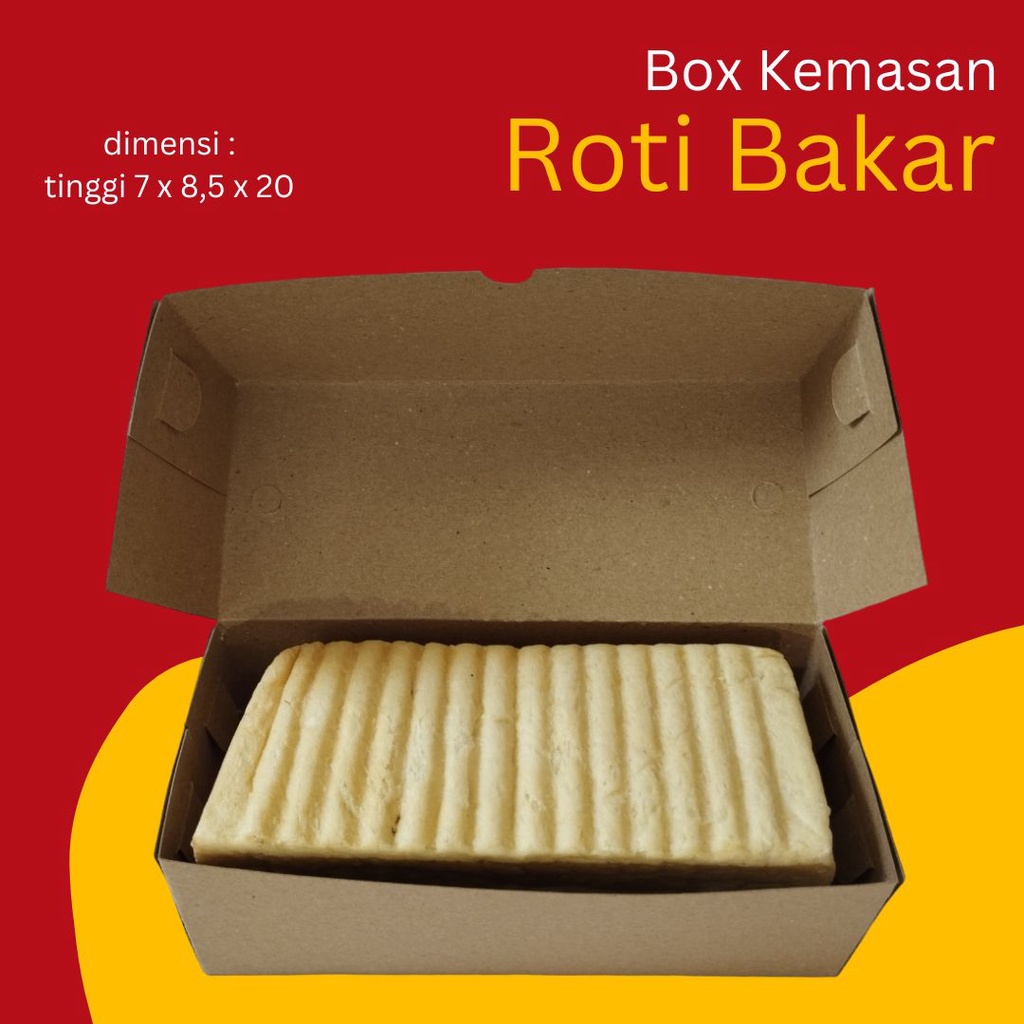 

Box dus kemasan roti bakar bolu gulung brownis donat bomboloni pisang keju pontianak laminasi tahan minyak / air (tinggi 7 x 8,5 x 20)