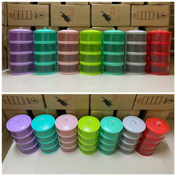 Tudung Saji 4 Susun Import Model Diamond Kualitas Bagus Warna Pastel / Multilayer Food Storage BPA F