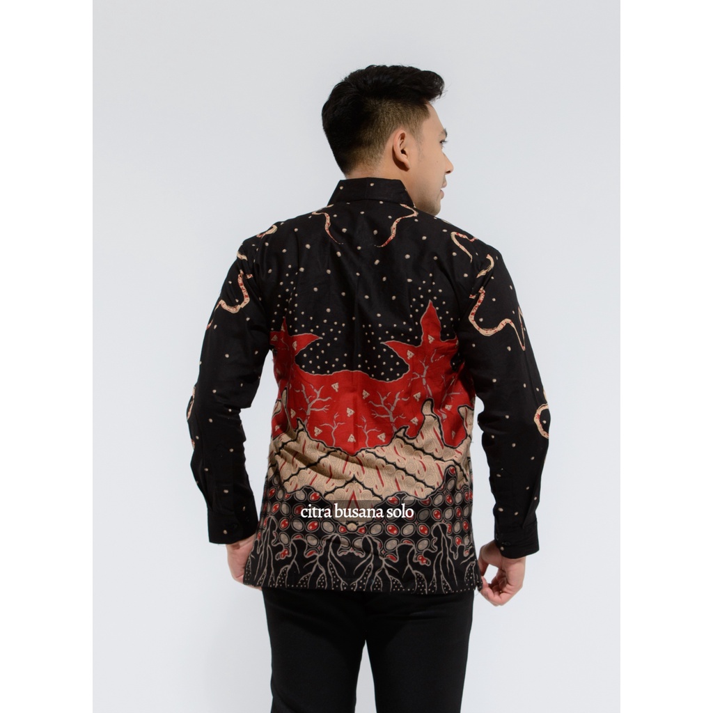 EMILIO MERAH Kemeja Batik Pria Full Furing Bahan Katun Sragenan