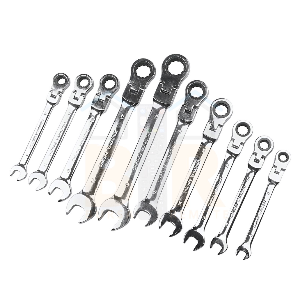 Kunci Ring Pas Flexible Ratchet 2In1 Bolak Balik Double Open End Wrench 8MM - 17MM