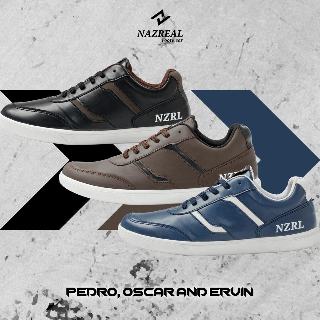 NAZ AERO - Sepatu Sneakers Pria Kasual Sintetis Sol Dijahit Sepatu Kets Santai Pria 100% ORIGINAL