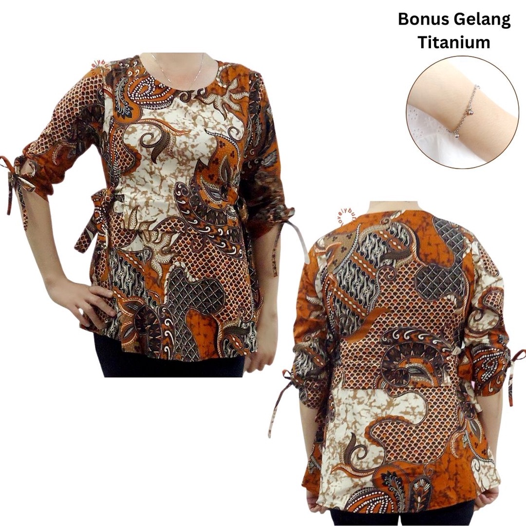 Baju Atasan Blouse Batik Wanita Modern Terbaru Autumn BONUS GELANG TITANIUM CANTIK - Lovelybutik