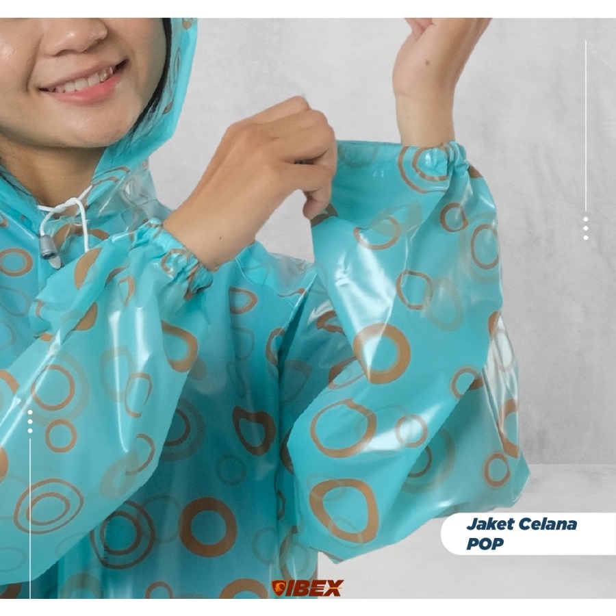 Jas Hujan Jaket Celana stelan POP Ibex polkadot onde bulat cakep motif Dot setelan stylist