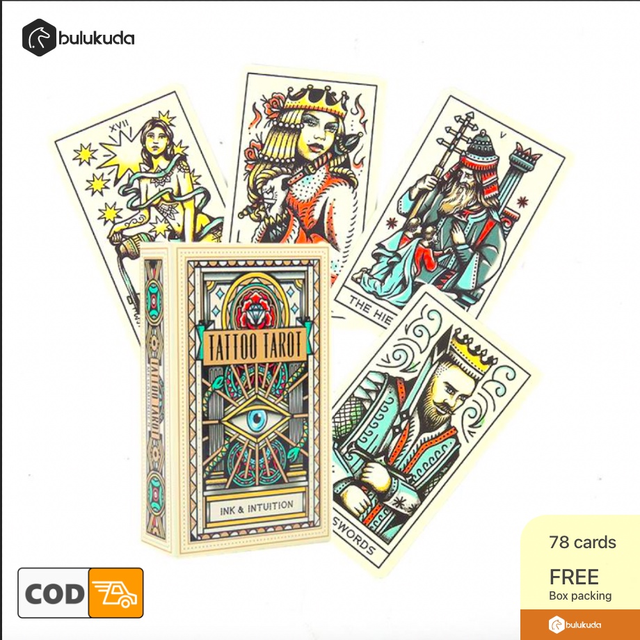 [COD] Tarot Tattoo 78 Cards Deck English PDF Instruction | Kartu Tarot Mainan Board Game