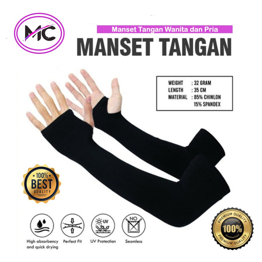 Manset Tangan Wanita Manset Pria Handsock Import Premium Spandex Pelindung Lengan Serbaguna Terdapat Lubang Jempol