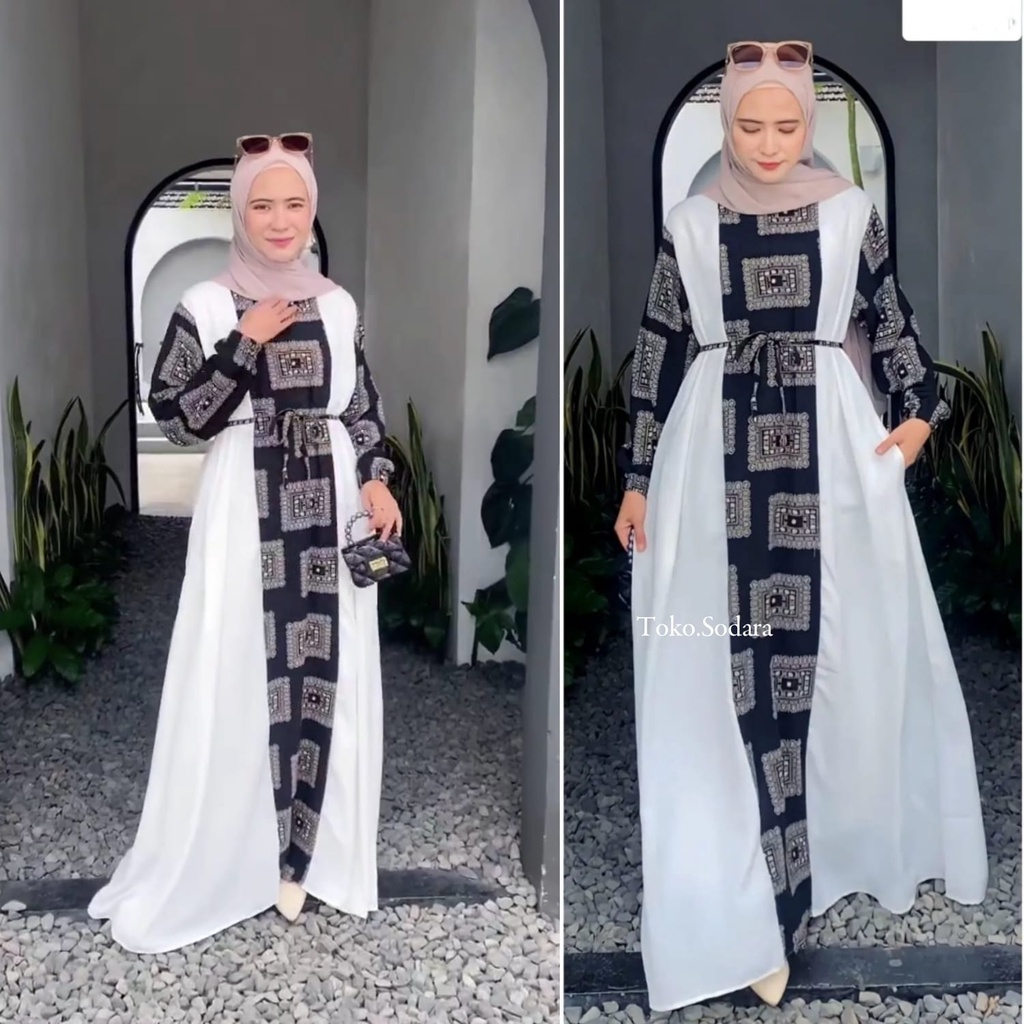 Salwa Ethnic Dress // Gamis Crinkle // Baju Lebaran Wanita Terbaru