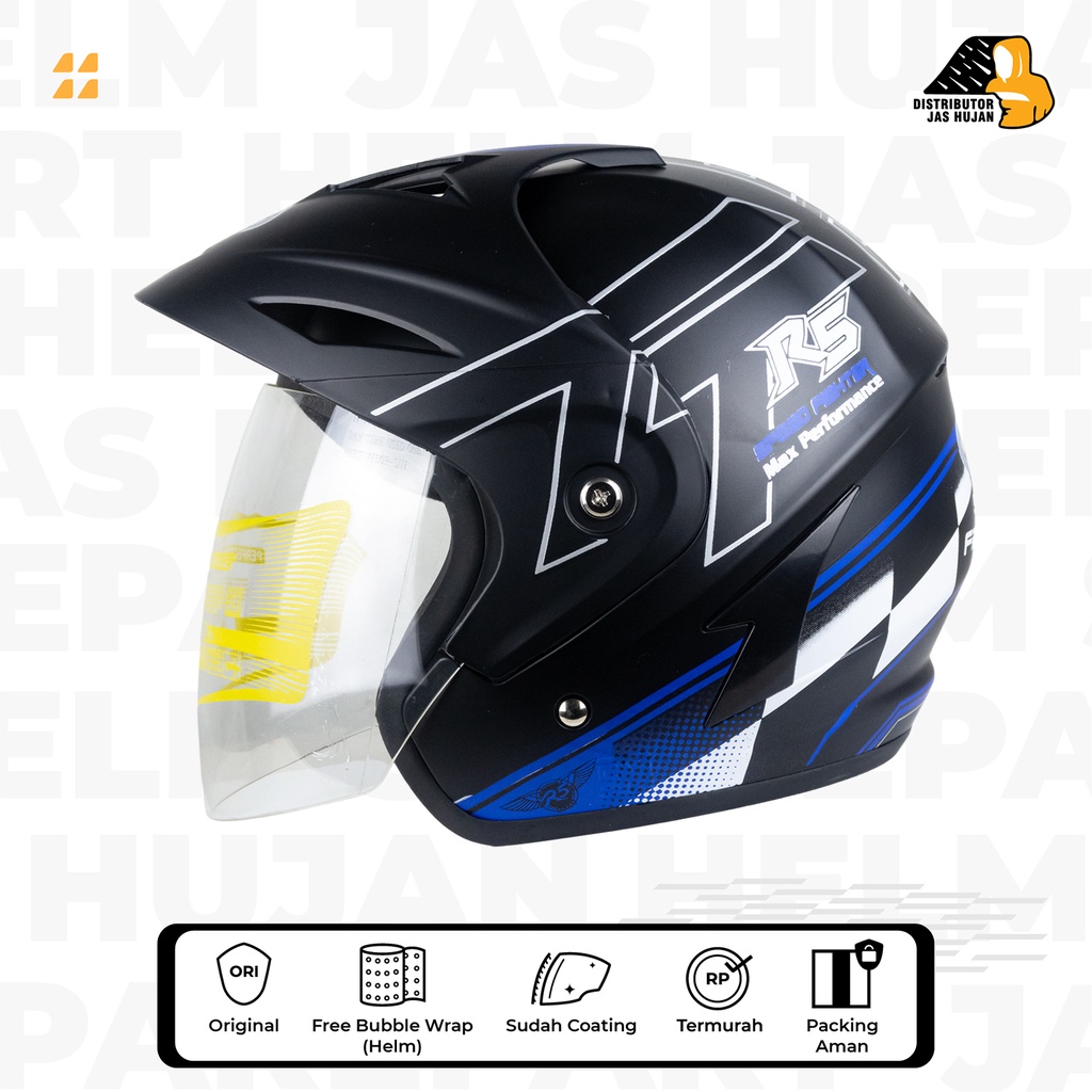 Helm Ukuran Besar XL XXL Motif T5 Black Blue Doff