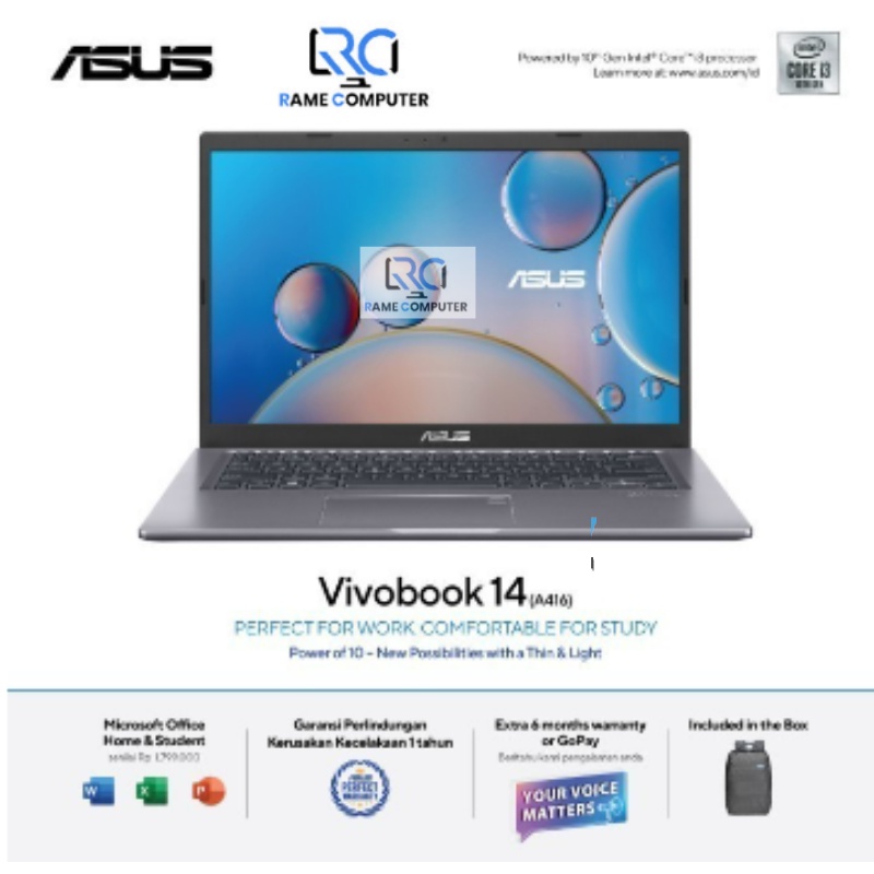 LAPTOP Asus VivoBook A416JAO-FHD3201 Ci3-1005G1 8GB SSD 256GB W11+OHS 14” FHD, Backlit KB, FP