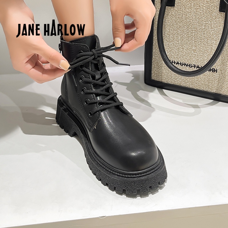 Women Shoes Leather High Boots Jane Harlow Style Sepatu Wanita 5290 (36-40)