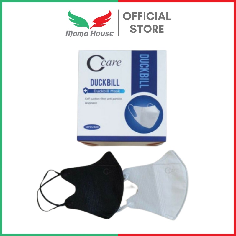 [MH] MASKER DUCKBILL C CARE 4PLY 50 PCS HITAM PUTIH