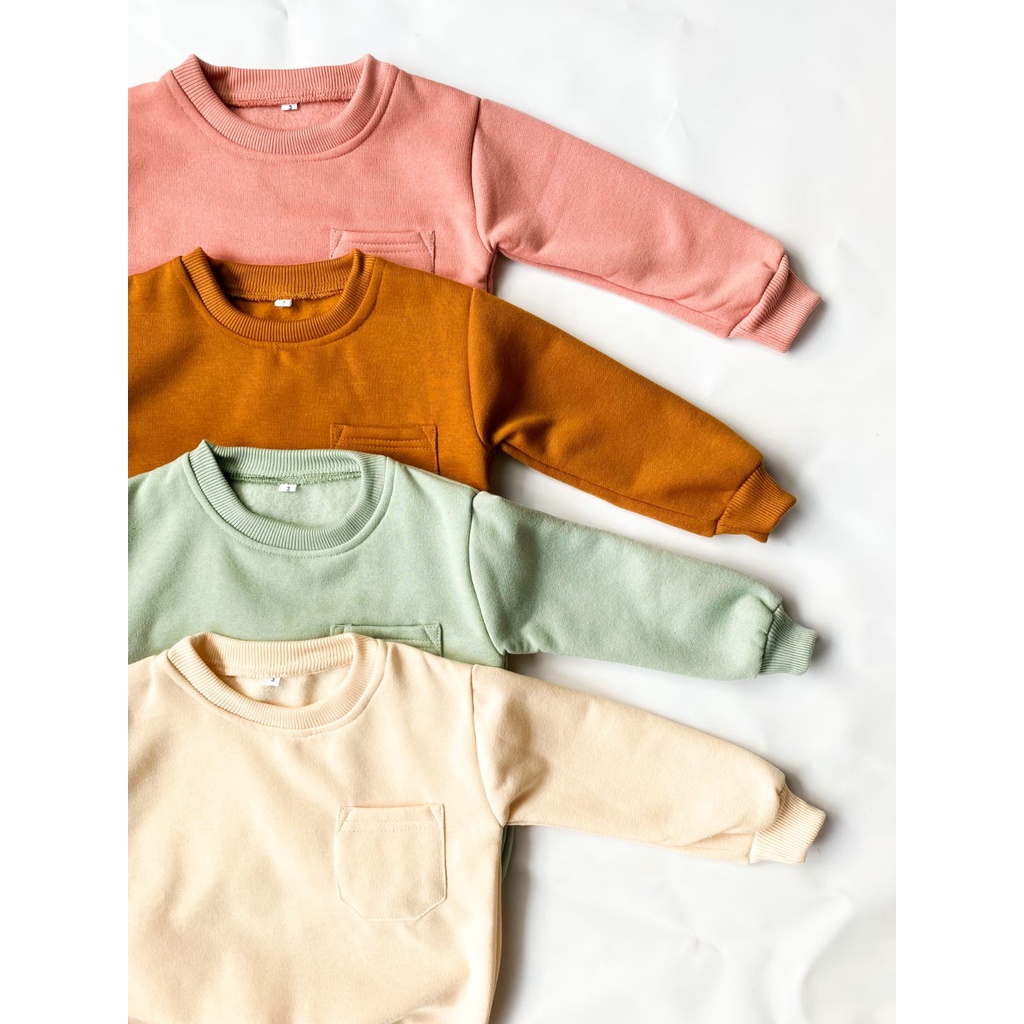 (capung Kidswear)  Sweater Saku Anak Unisex Crewneck 1 - 5 tahun