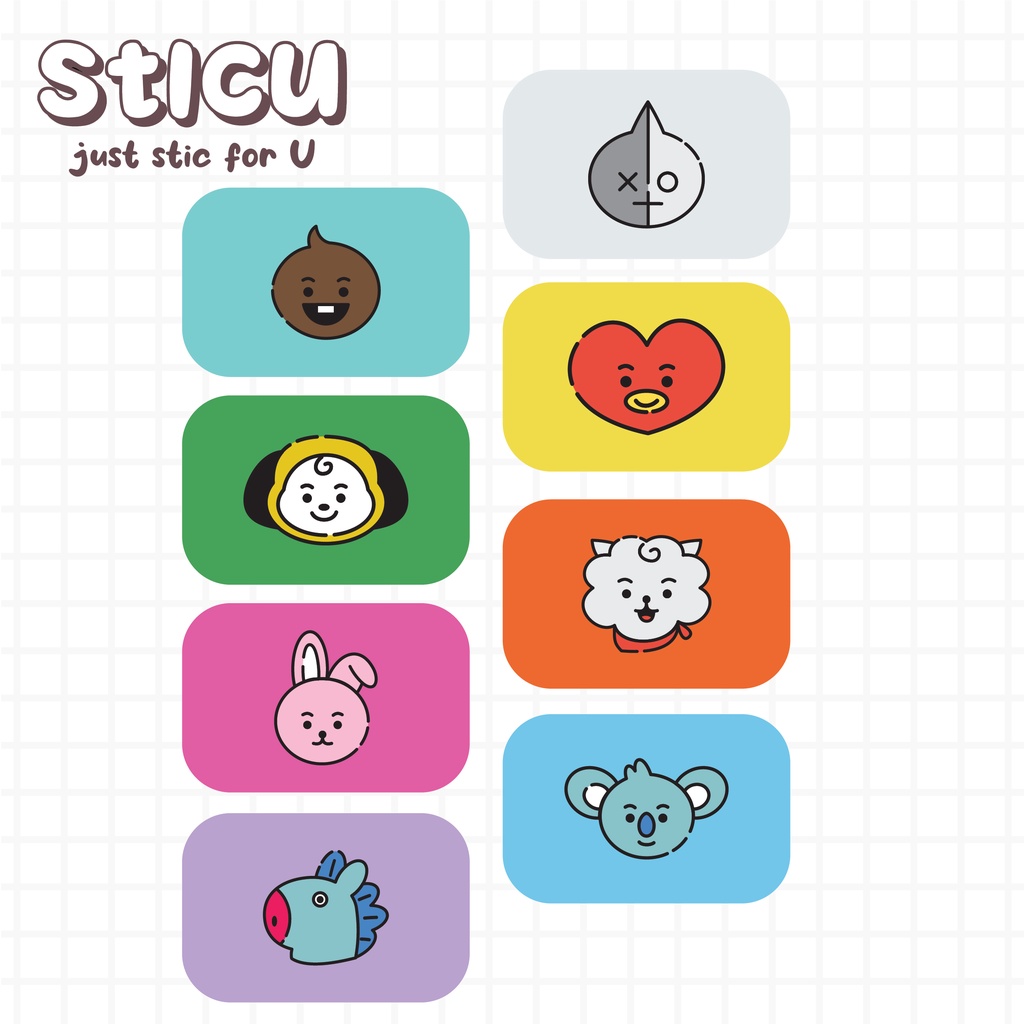 

BT21 SERIES STICKER PACK V2 - STIKER HELM CASE HP LAPTOP TUMBLER MOTOR