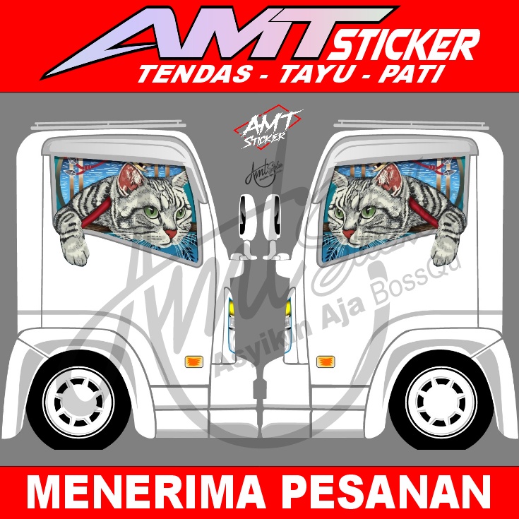 Stiker One way Kaca Samping Truk Giga - Stiker Tangan Kucing