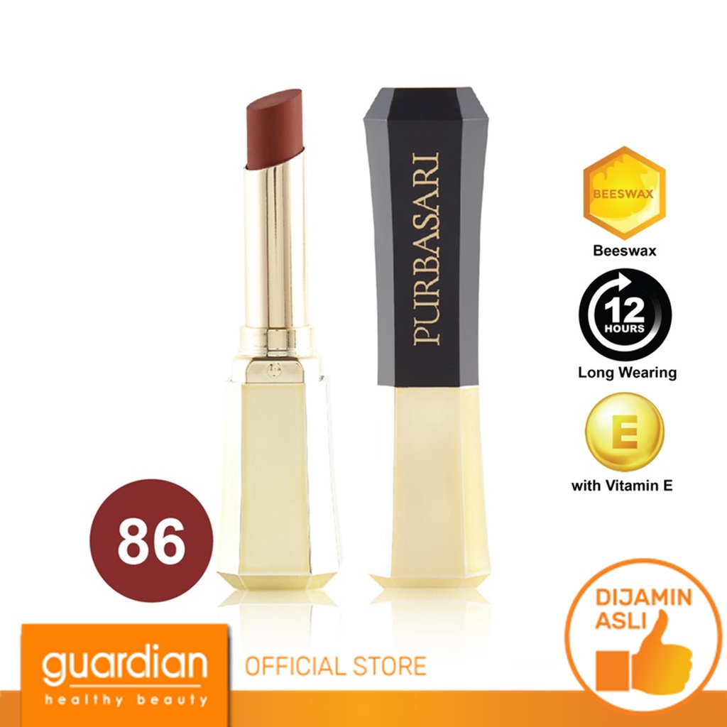 PURBASARI Lipstick Color Matte 86 Topaz / Lipstick Matte / Lipstick tahan 12jam - Ringan dan lembut 