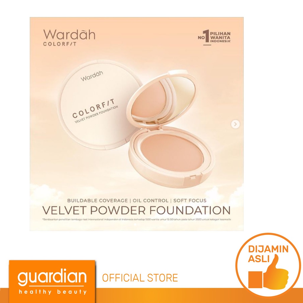 WARDAH Colorfit Velvet Powder Foundation 22N Light Ivory 11g