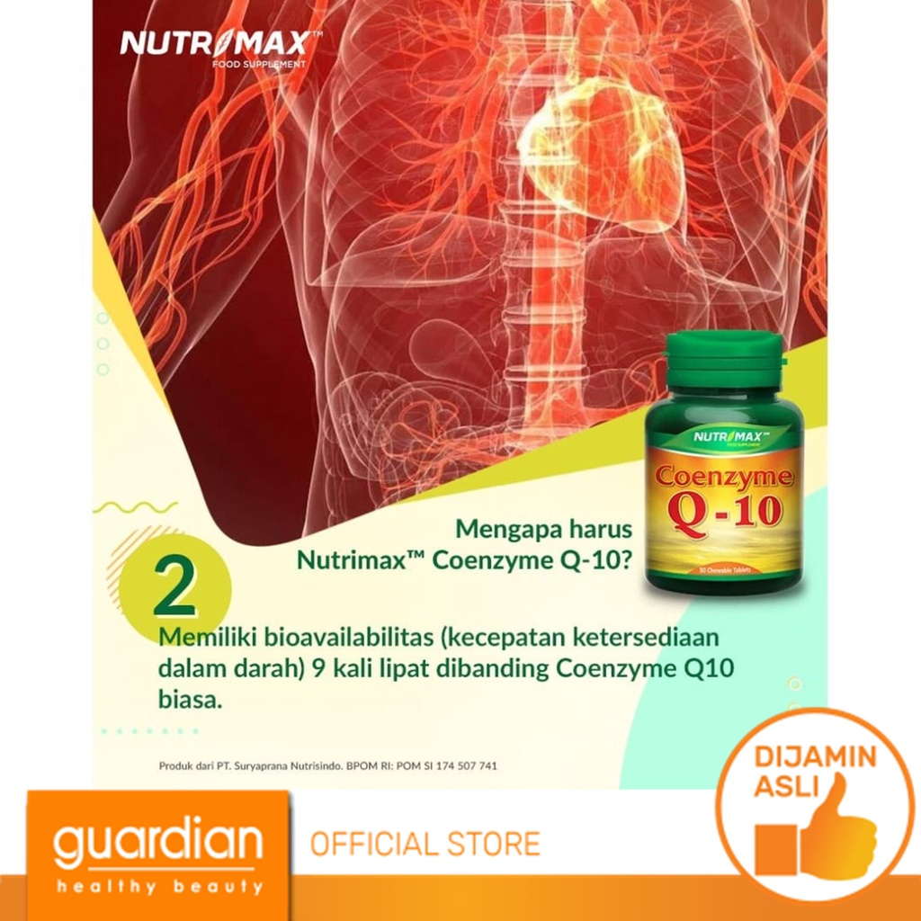 NUTRIMAX Coenzyme Q-10 30 Tablet Kunyah Mengoptimalkan Pembentukan Energi