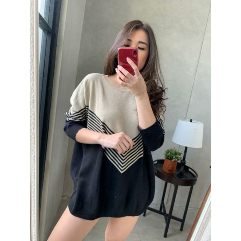 vinny BLOUSE OverSize Atasan Wanita Rajut Premium