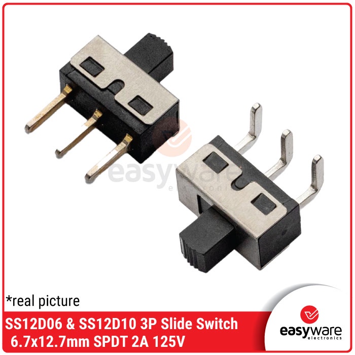 SS12D10 Slide Switch 3P Lurus SS12D06 3P Saklar Geser SPDT 6.7x12.7mm