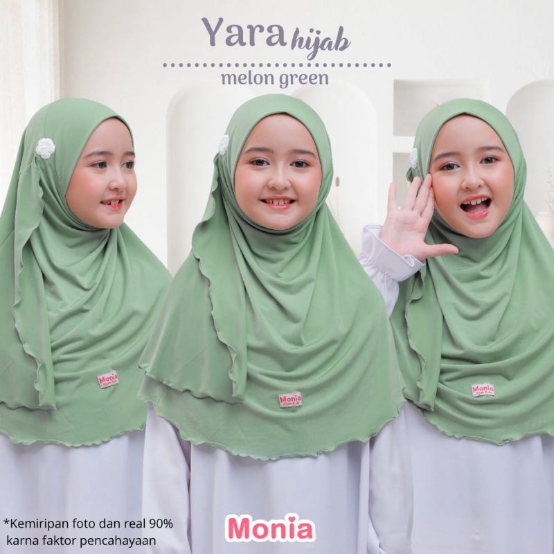 Yara Hijab by Monia Hijab Kids Melon Green size MLXL | Hijab Terbaru